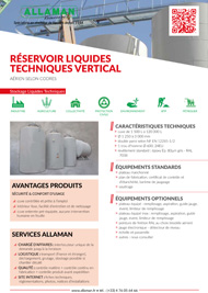 Réservoir pour liquide technique vertical